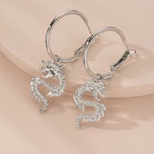 🐉 Awesome Metallic Chinese Dragon Hoop Earrings 🐉